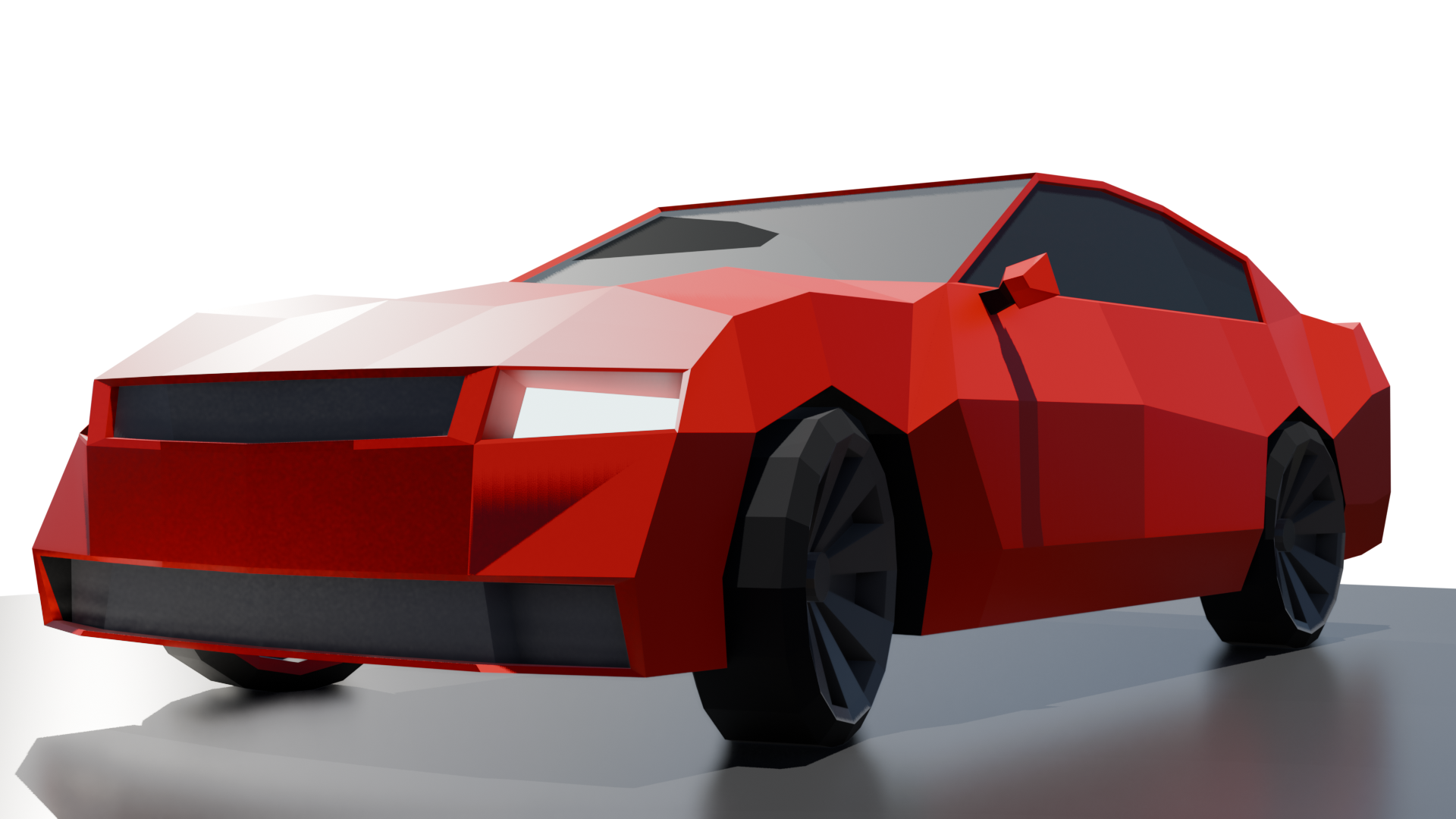 Render of low poly red car