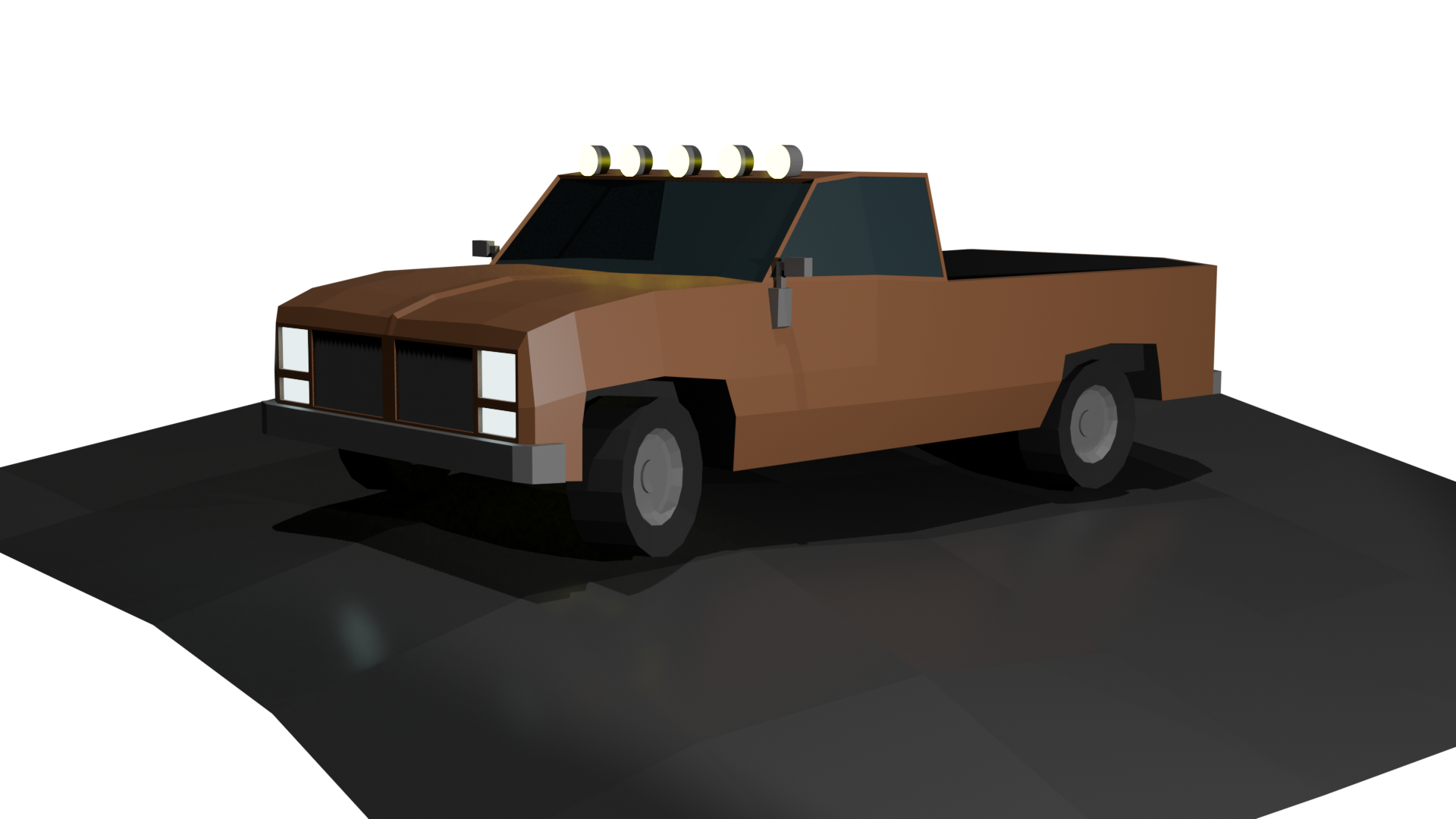 Render of low poly brown truck