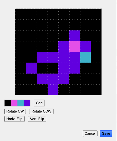 Screenshot of a pixel-art bird in NES Lightbox